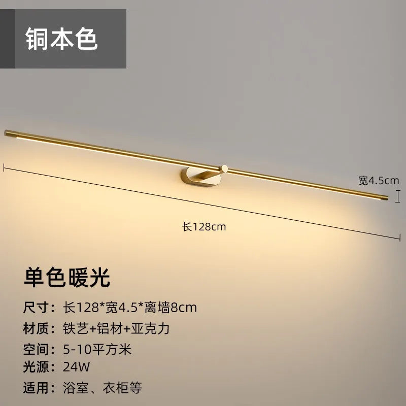 LED Mirror Bathroom long strip Wall Lamps Modern Bedroom Bedside Minimalist Ceiling Light Wall Sconces Decor Lighting Fixtures