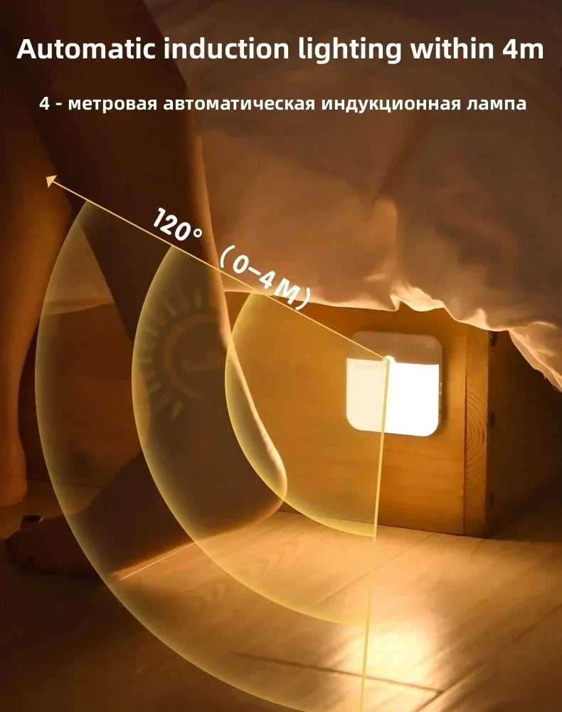 Motion Sensor Night Light USB Rechargeable LED Lamp for Home