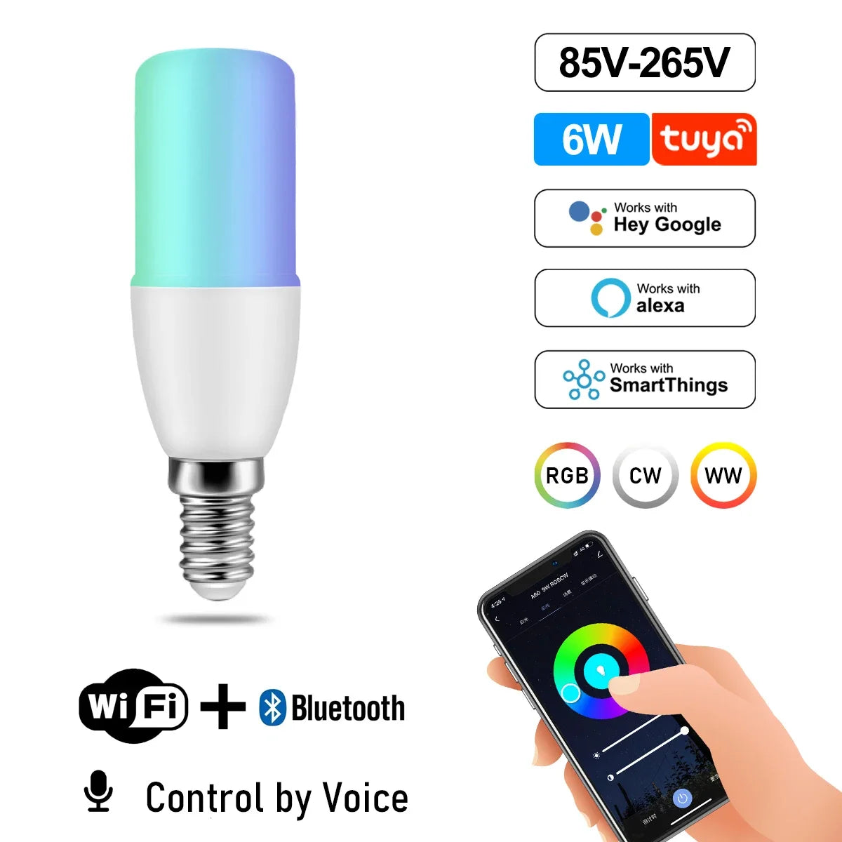 Smart RGB LED Bulb WiFi Dimmable Tuya Alexa Google Home