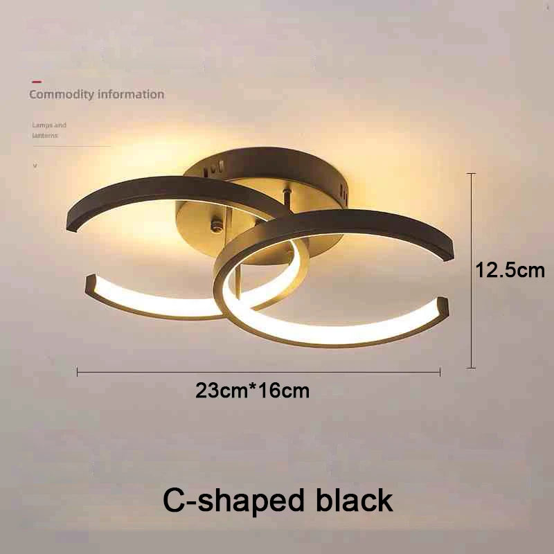Modern 2 ring LED ceiling light installed in a stylish hallway with contemporary interior décor.