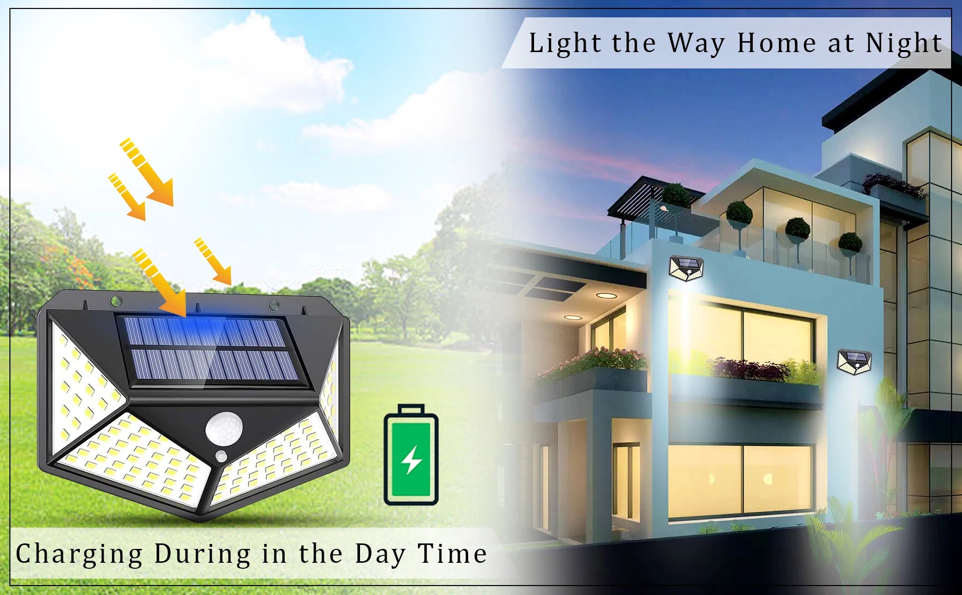 Solar Motion Sensor Security Light 100 LED Outdoor Waterproof PIR