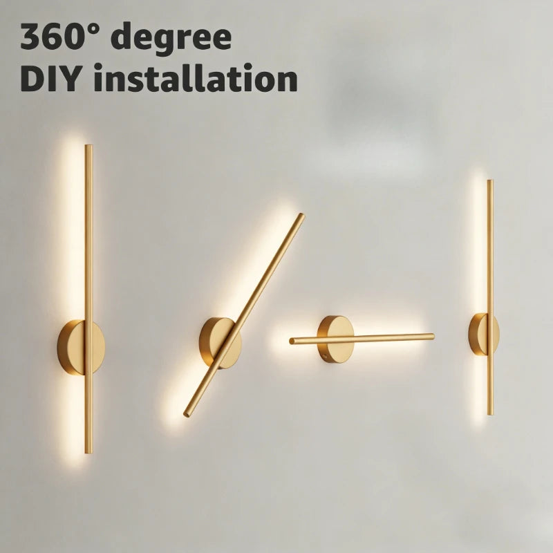 Wireless rechargeable LED wall sconce with remote control mounted beside a modern bedroom bed.