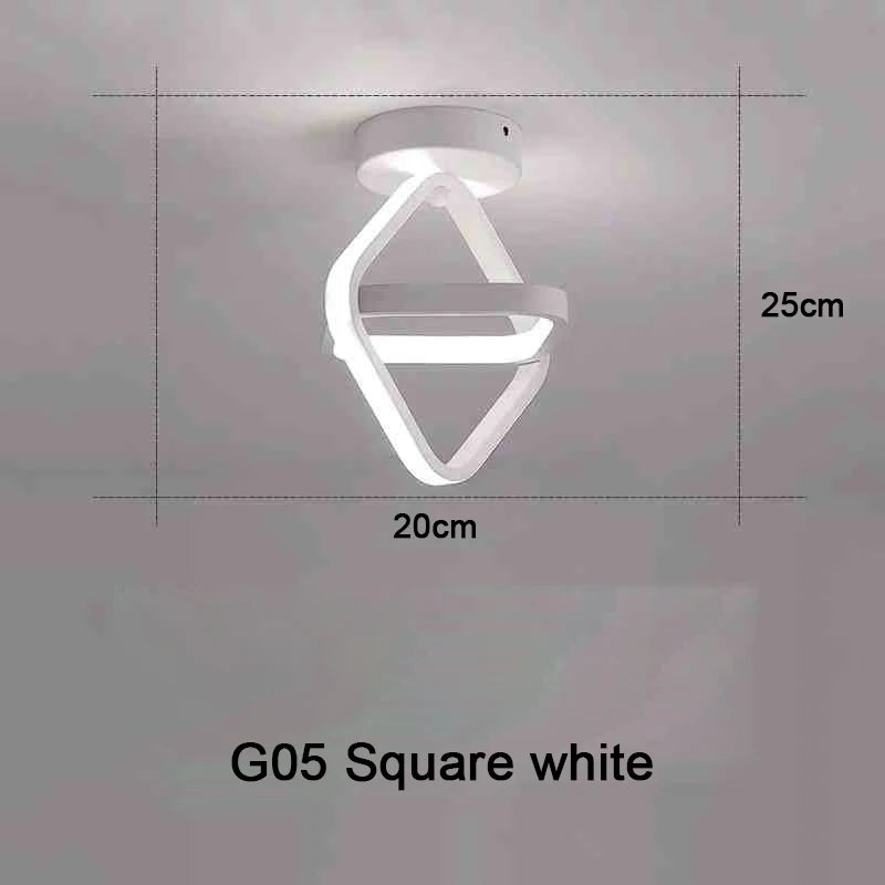 Modern 2 Ring LED Ceiling Light illuminating a hallway, office, or balcony, showcasing its sleek design.