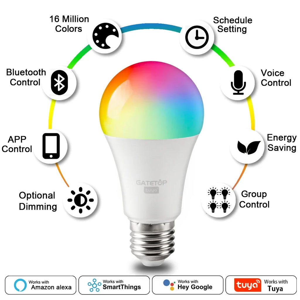 Smart RGB LED Bulb WiFi Dimmable Tuya Alexa Google Home