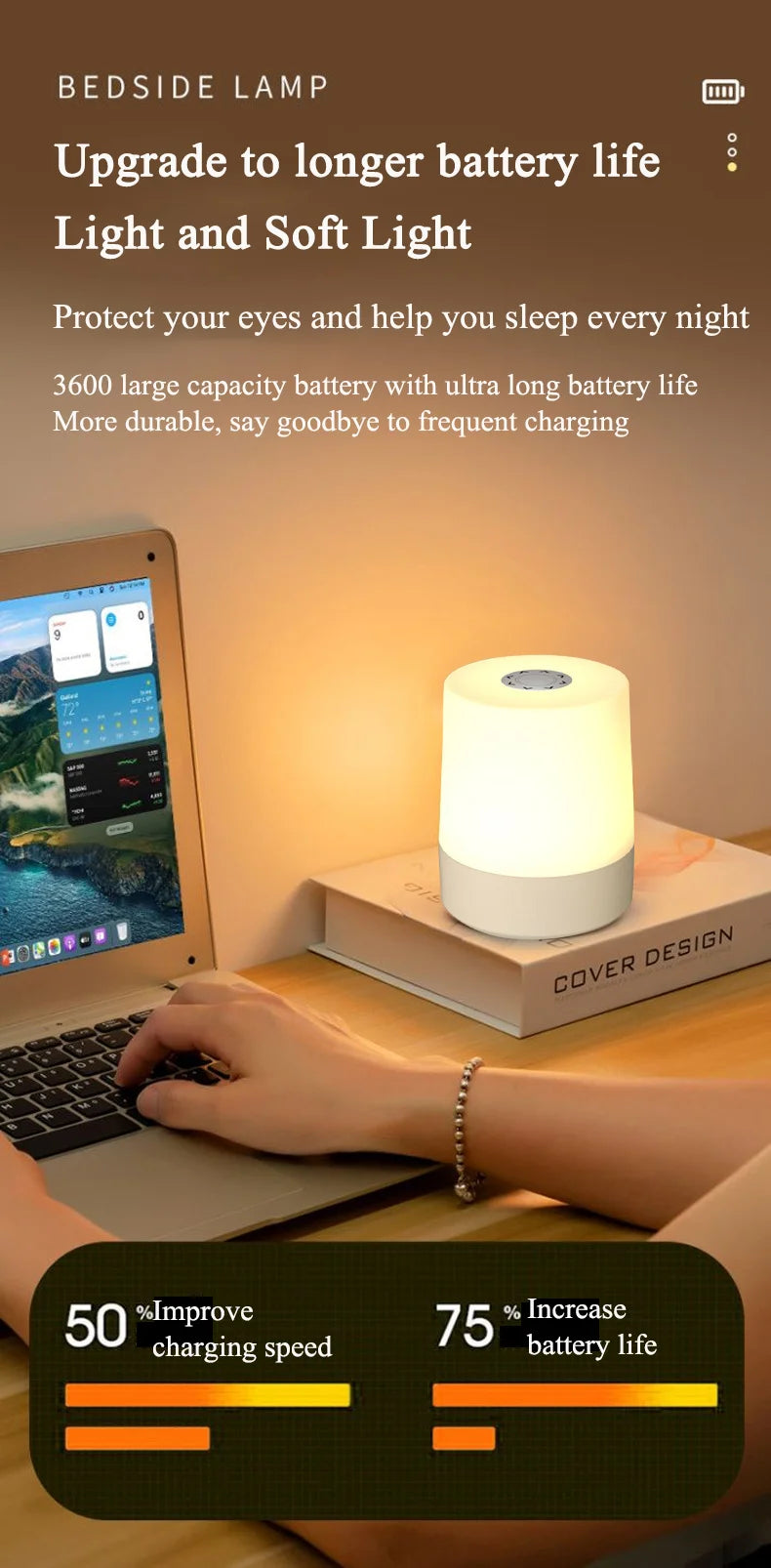USB Touch Night Lamp LED Rechargeable Bedside Lamp Remote Control