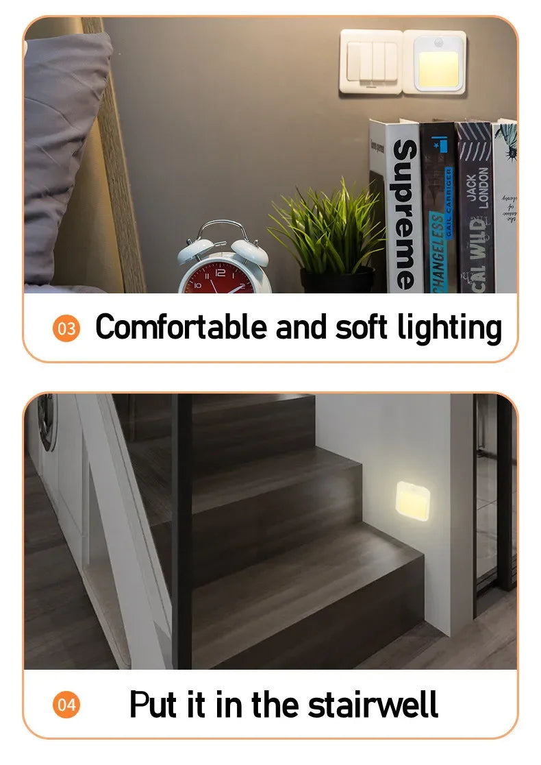 Motion Sensor Night Light EU Plug Dimmable LED Cabinet Lamp
