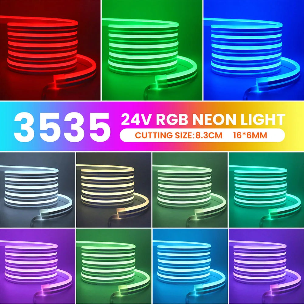 RGB Neon LED Strip 24V Bluetooth Music Sync Waterproof Rope Light