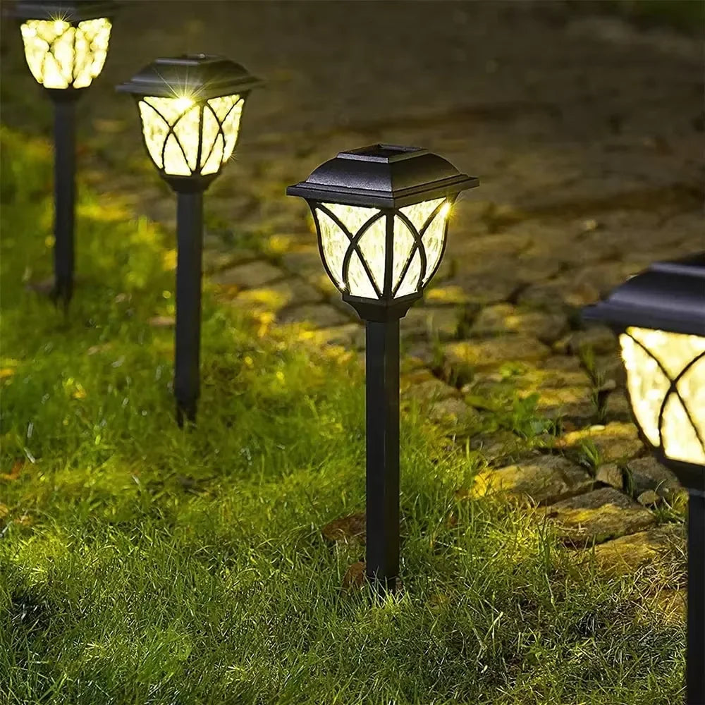 LED Solar Lawn Lights Outdoor Waterproof Warm Light 2 Pack