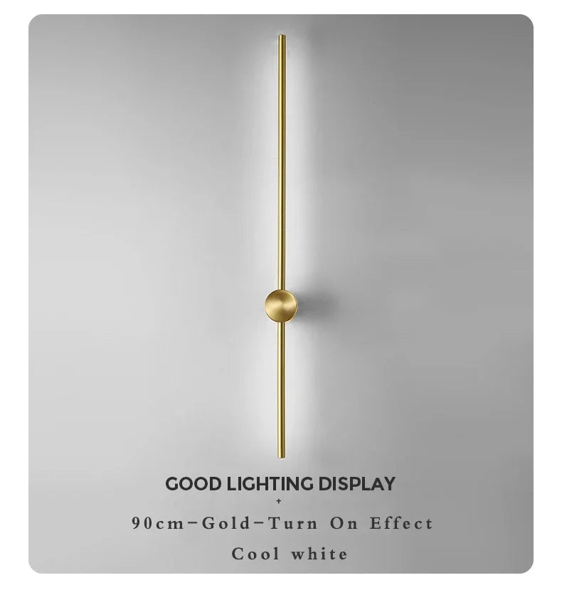 Nordic minimalist LED long wall light installed in a modern hallway with luxury interior décor.