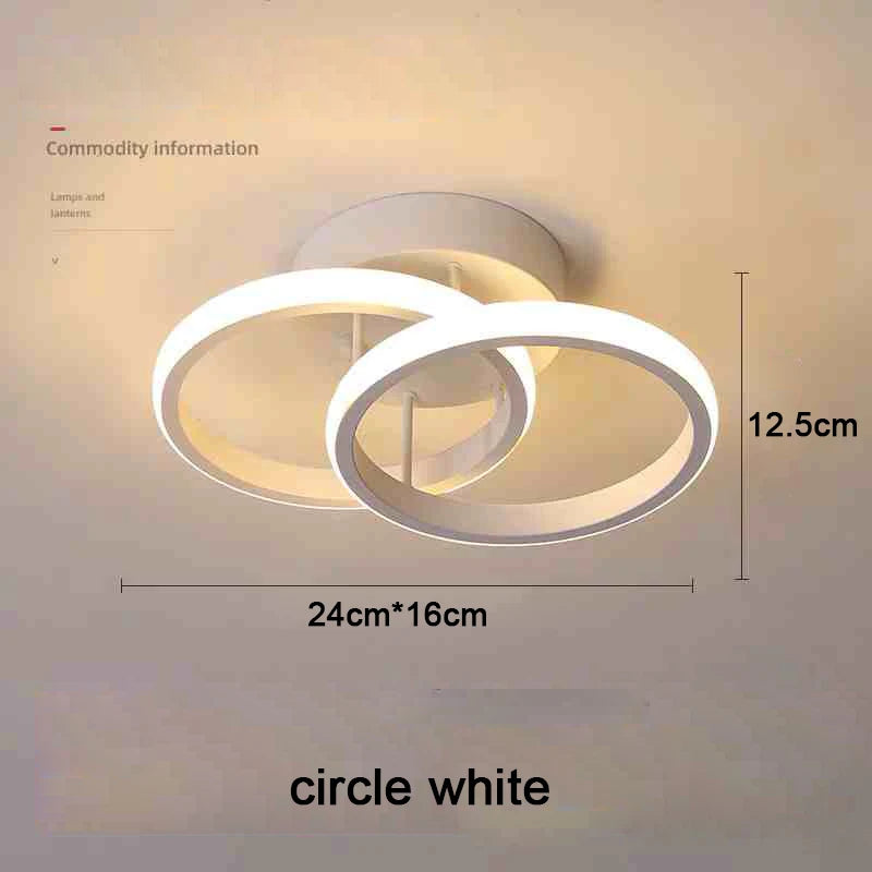 Modern 2 ring LED ceiling light installed in a stylish hallway with contemporary interior décor.