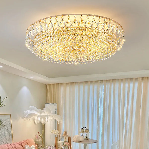 Luxury Gold Crystal LED Chandelier for Living Room & Dining Room