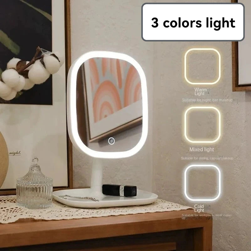 Rechargeable LED Vanity Mirror 3 Color Dimmable Touch Makeup Mirror