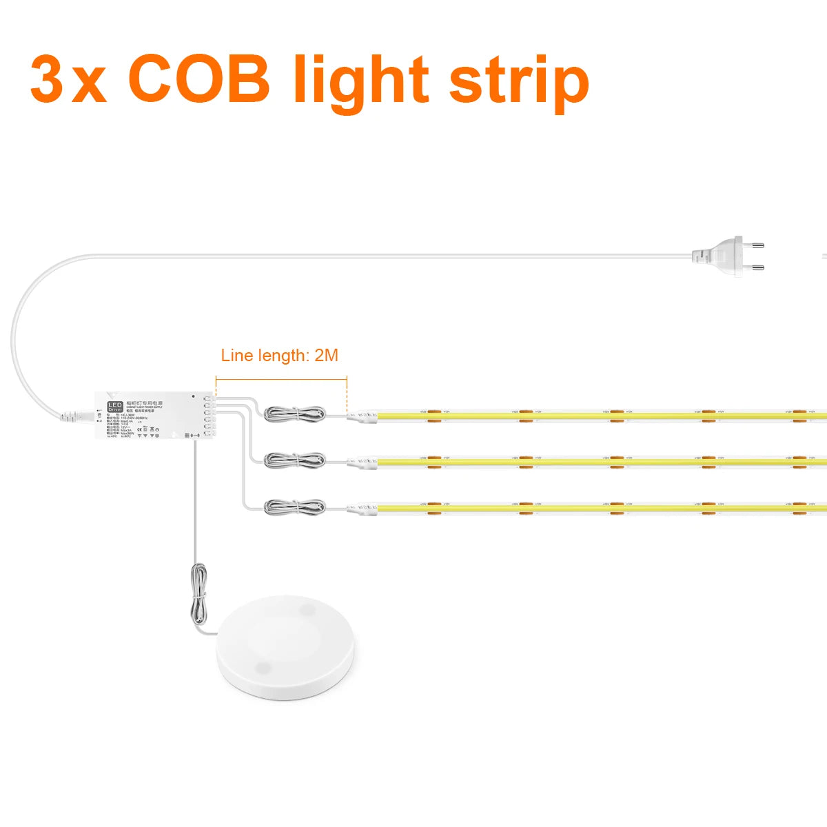 Under Cabinet LED Strip Light COB Dimmable Touch Sensor Closet Light
