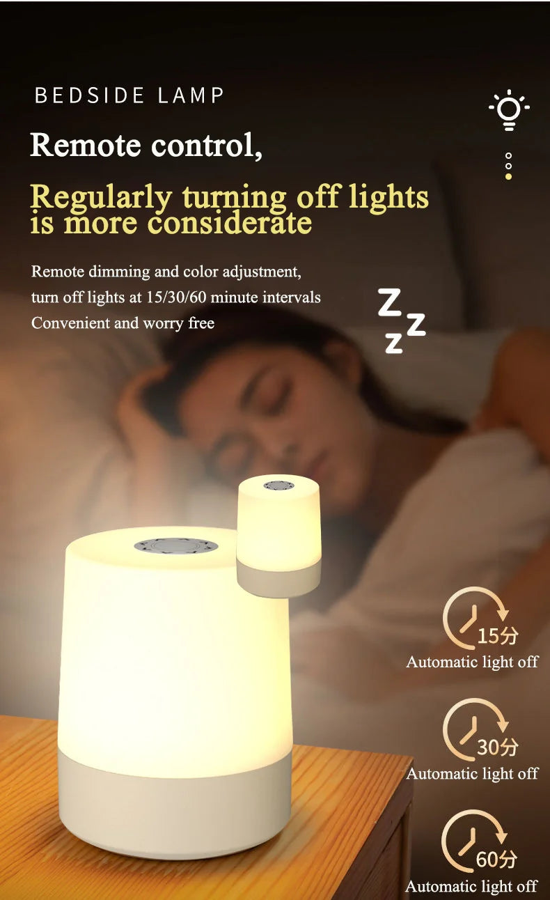 USB Touch Night Lamp LED Rechargeable Bedside Lamp Remote Control