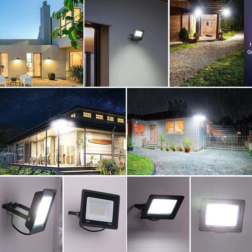 LED PIR Motion Sensor Floodlight Outdoor Wall Light White Light 100W 50W 30W 20W 10W IP66 Waterproof LED Spotlight For Garden