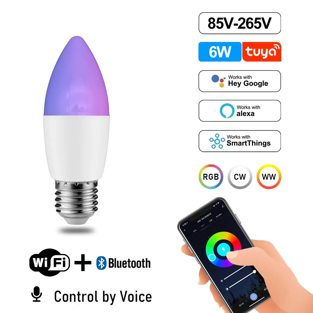 Smart RGB LED Bulb WiFi Dimmable Tuya Alexa Google Home