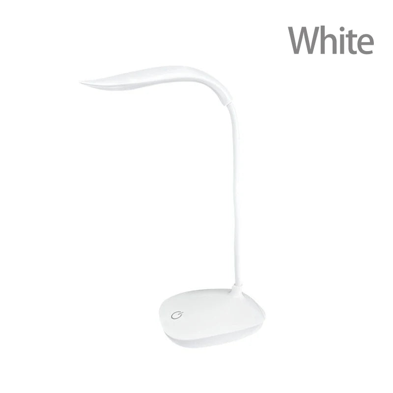 Modern LED eye care desk lamp with USB charging and touch dimming on a study desk.
