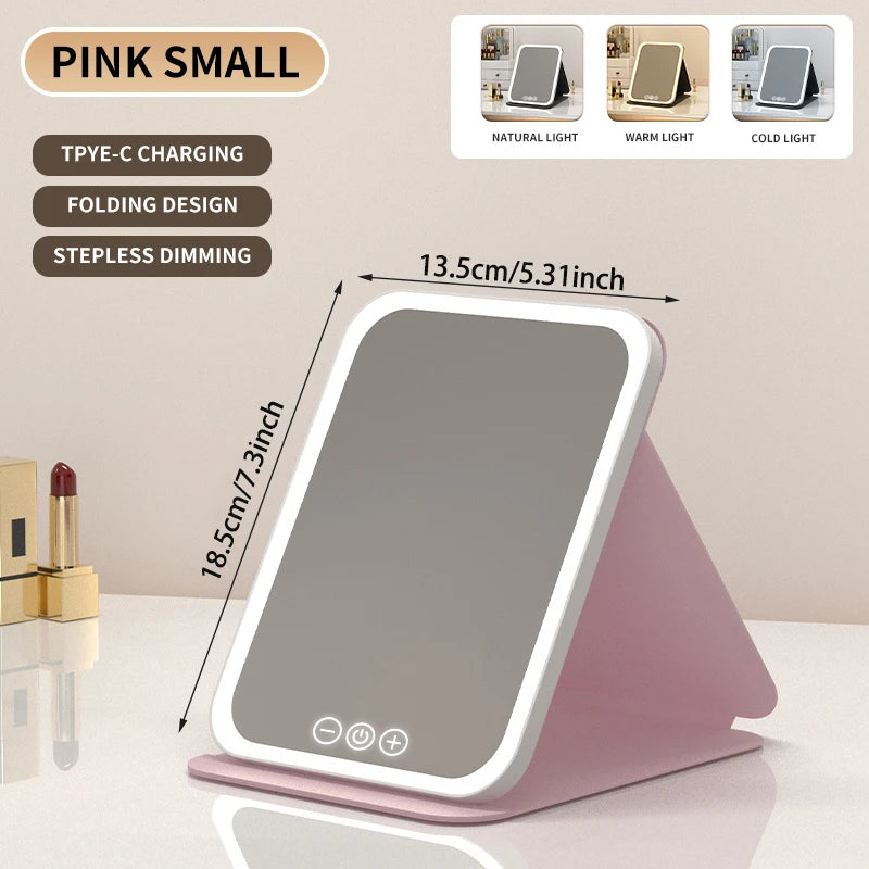 LED Makeup Mirror 3 Color Dimmable Touch Screen Rechargeable