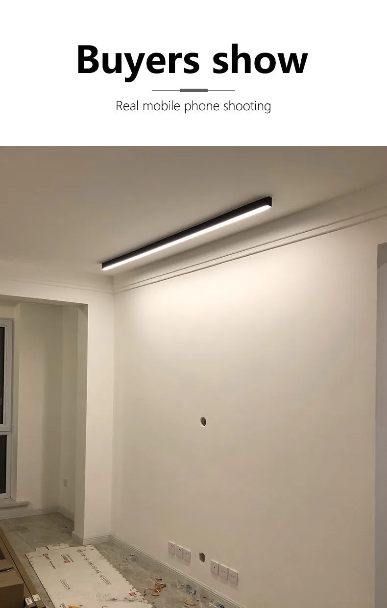 Nordic modern LED ceiling light installed in a contemporary living room with minimalist interior décor.
