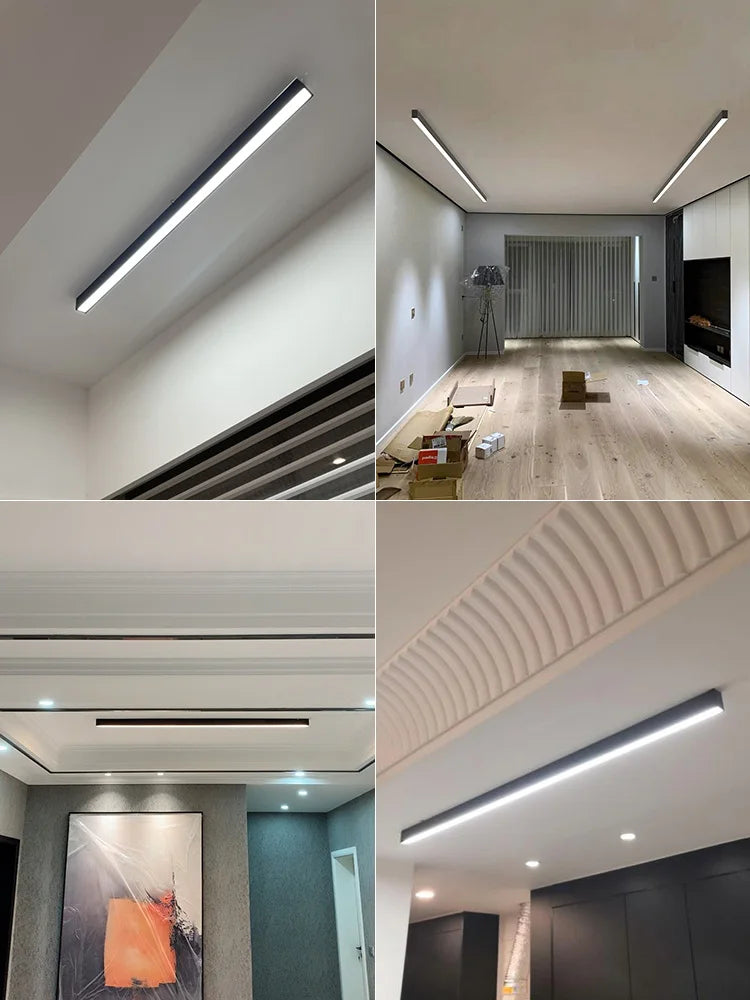 Nordic modern LED ceiling light installed in a contemporary living room with minimalist interior décor.