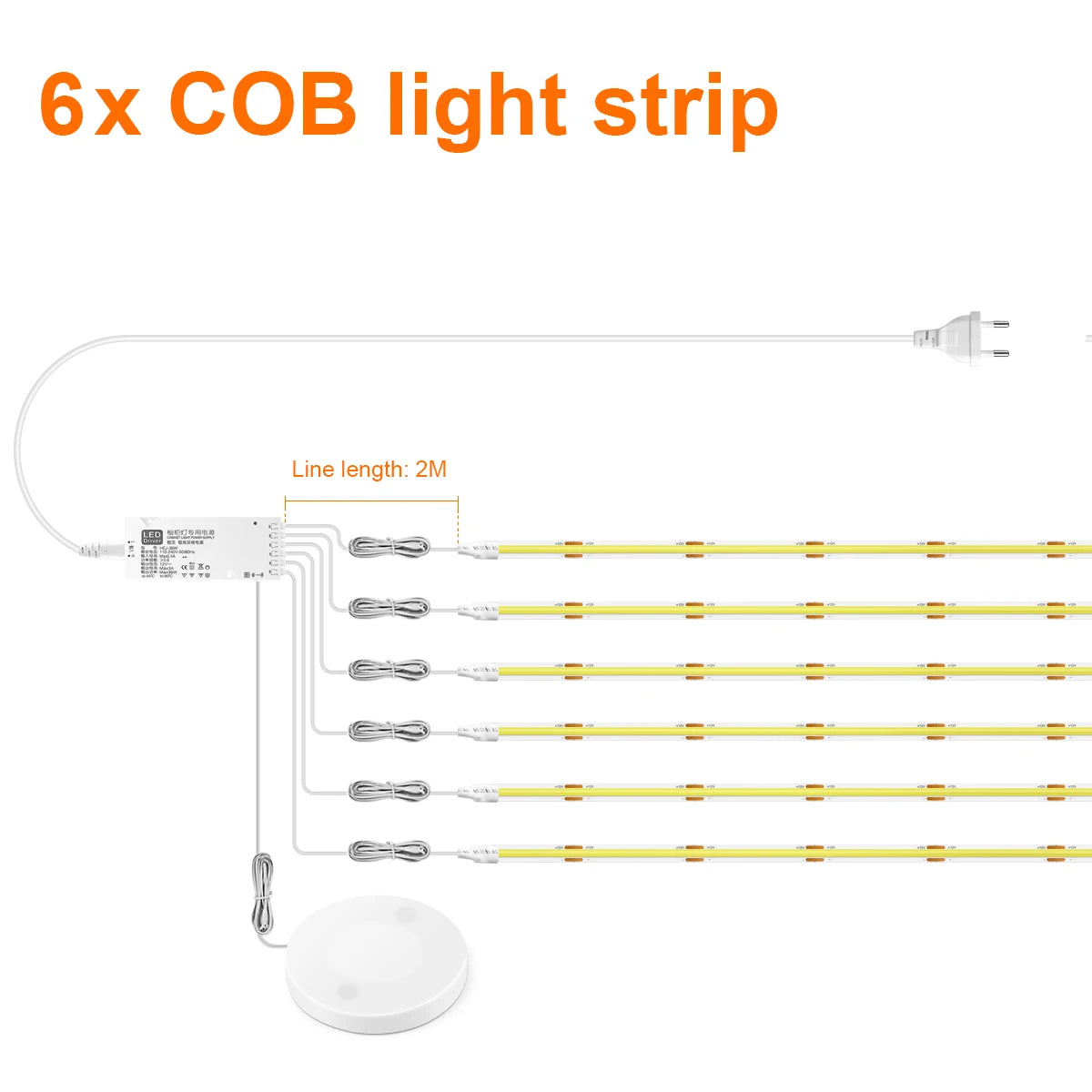 Under Cabinet LED Strip Light COB Dimmable Touch Sensor Closet Light