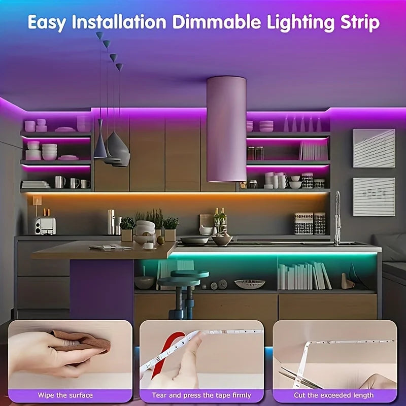 RGB LED Strip Lights APP Control Flexible Room Bedroom Light