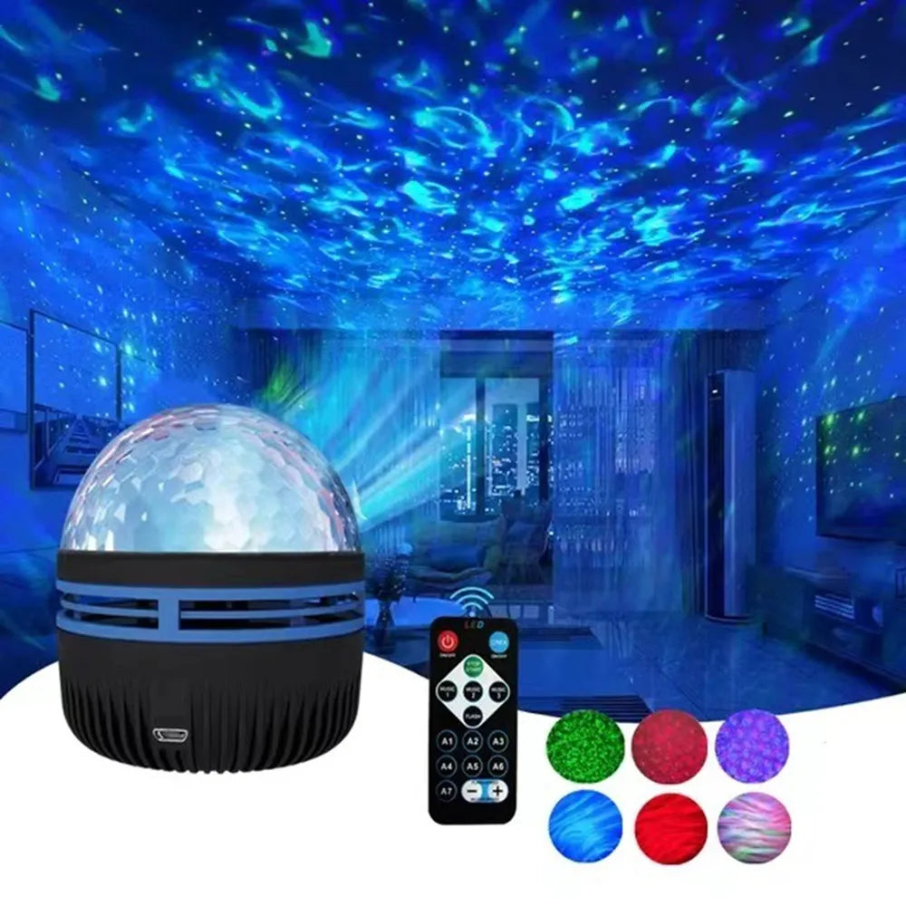 Galaxy Projector Aurora USB 360 Rotating RGB Night Light Remote
